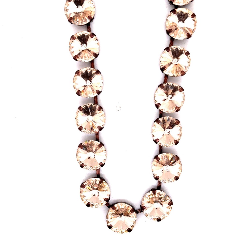 Lanna Jaynes Champagne Crystal Riviere Necklace Antique Copper Tone Adjustable